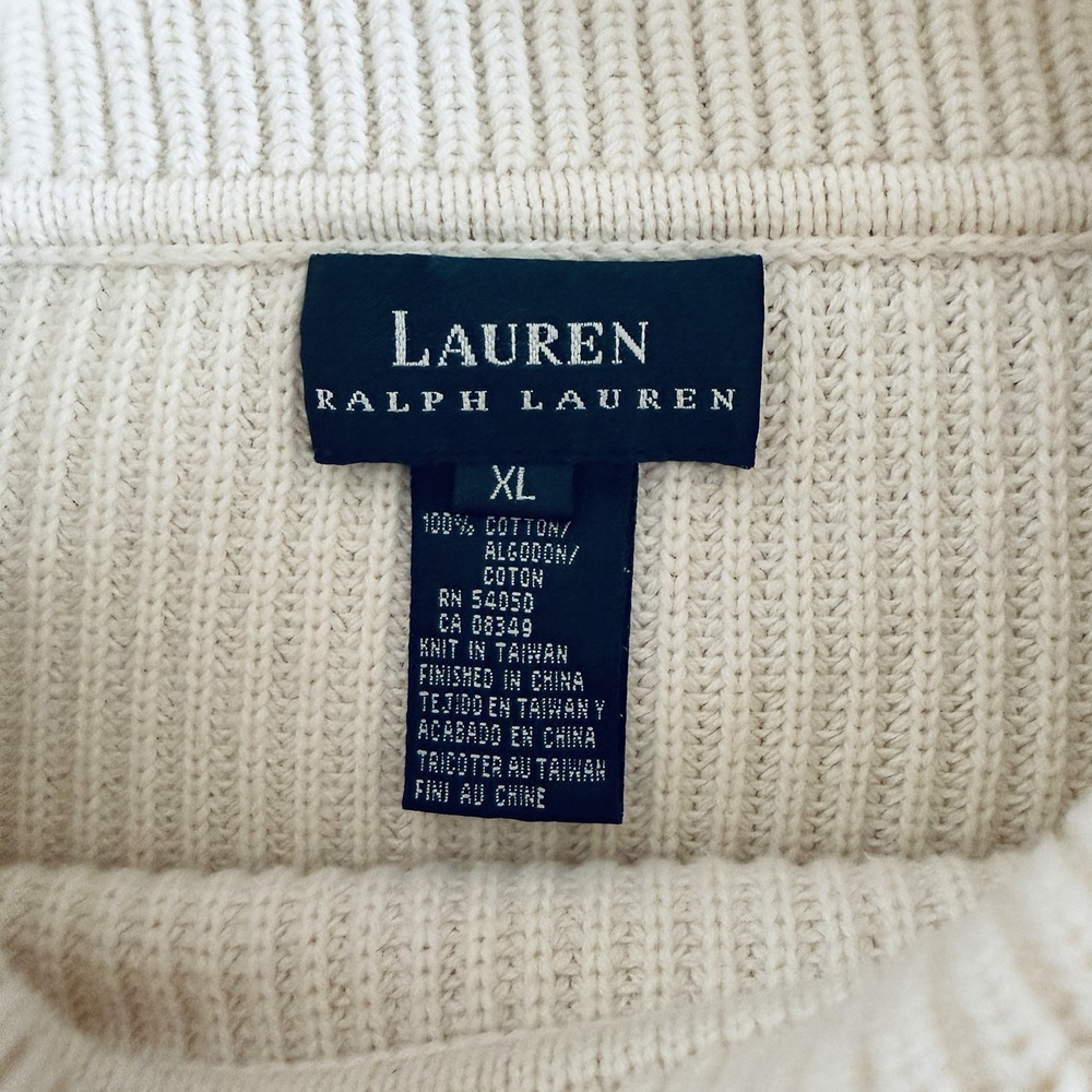 LAUREN RALPH LAUREN Cream Ivory Ribbed Turtleneck Sweater Womens Size XL - Picture 8 of 10